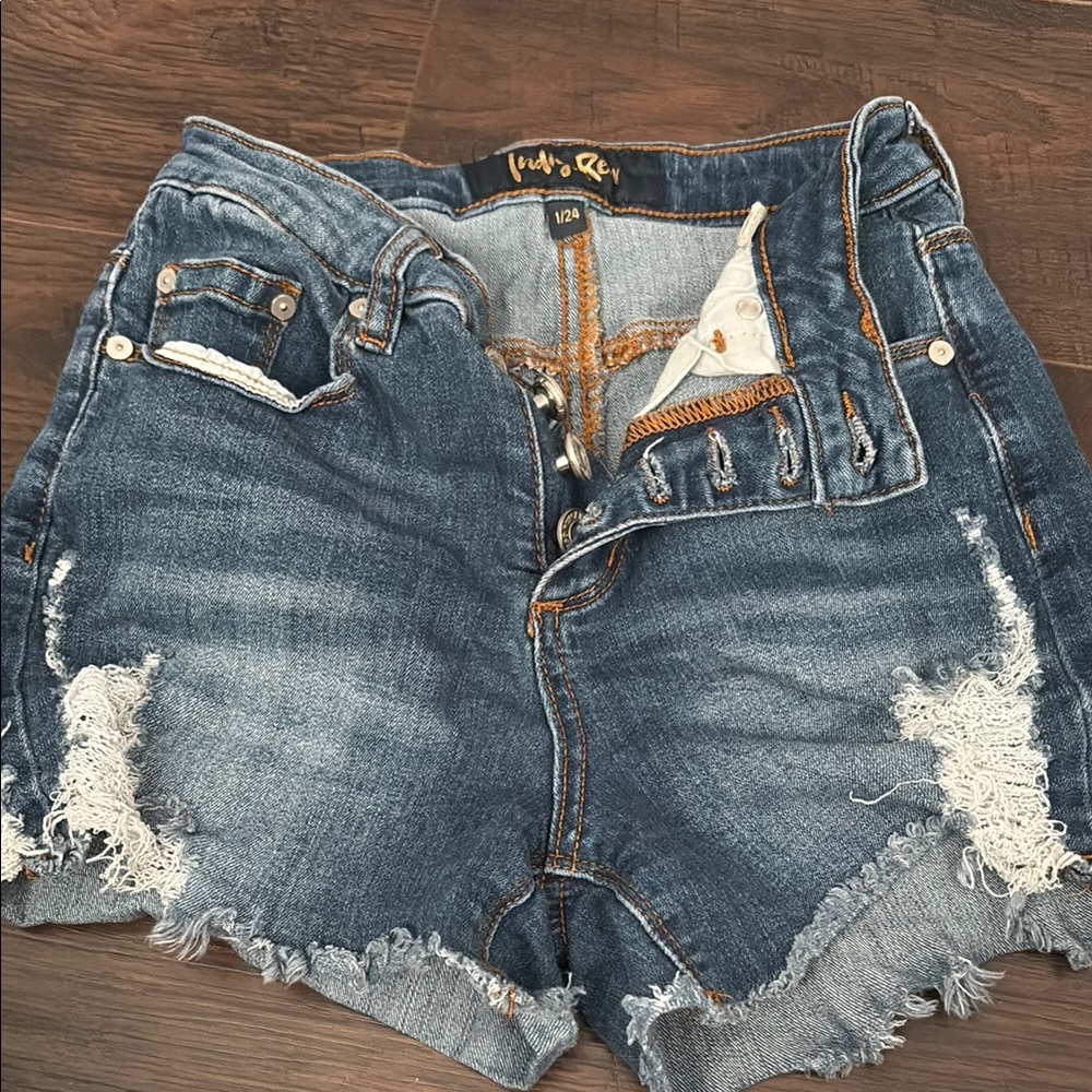 Distressed Blue Denim Shorts